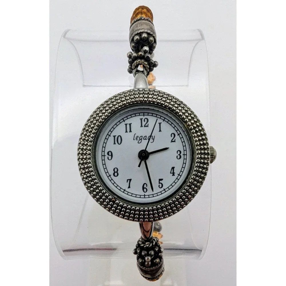 Legacy Silver Tone Beads Bracket Quartz Watch, New‎ Battery